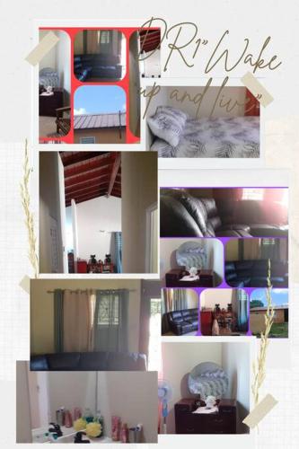 Spanish TownD'RESORT WAKE UP AND LIVE YAH的一张床位的房间的照片拼在一起