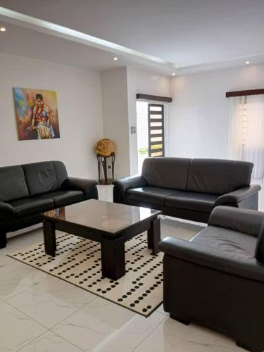 Abomey-CalaviVilla luxueuse的带沙发和咖啡桌的客厅
