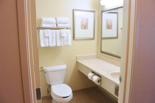 皮奥里亚Country Inn & Suites by Radisson, Peoria North, IL的浴室设有卫生间、水槽和毛巾