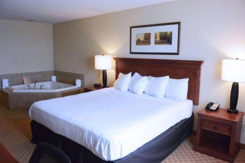 皮奥里亚Country Inn & Suites by Radisson, Peoria North, IL的酒店客房配有一张床和浴缸。