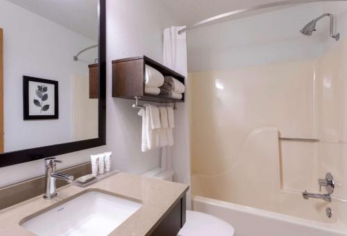 法戈法戈卡尔森江山旅馆&套房酒店的一间带水槽、卫生间和镜子的浴室