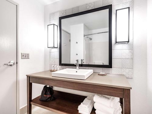 莫米莫米托莱多乡村套房酒店的一间带水槽和镜子的浴室