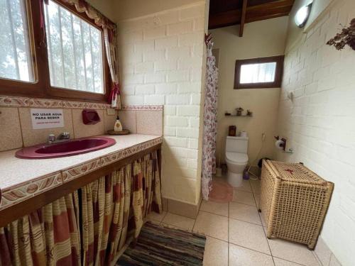 普库萨纳Casa de campo Villa Siles的一间带水槽和卫生间的浴室