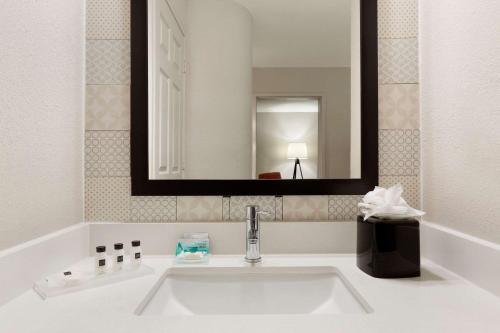 圣安东尼奥Country Inn & Suites by Radisson, San Antonio Medical Center, TX的一间带水槽和镜子的浴室