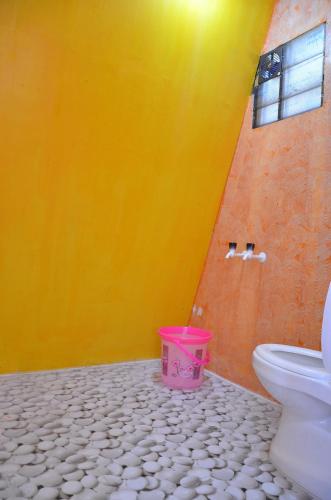 科代卡纳尔Dollies Mountain View的一间带卫生间和粉红色桶的浴室