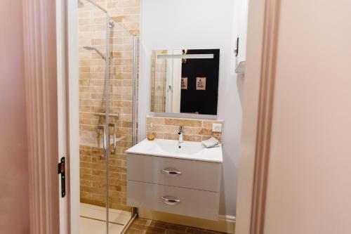 波尔多Bordeaux Saint André - elegant, central and quiet的一间带水槽和淋浴的浴室
