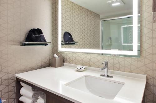 弗吉尼亚海滩Holiday Inn Va Beach-Oceanside 21st St, an IHG Hotel的一间带水槽和镜子的浴室