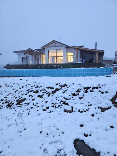 阿普里尔齐Къщата на Mечтите / House of the Dreams的雪中带游泳池的房子