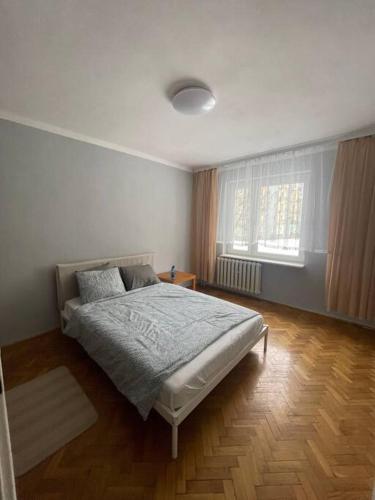 索斯诺维茨MIESZKANIE W IDEALNEJ LOKALIZACJI的一间卧室,卧室内配有一张大床