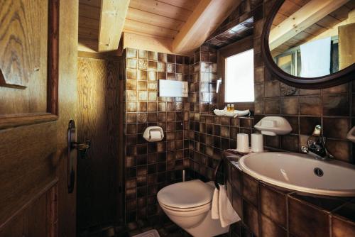 圣格特鲁德瓦尔德阿尔提莫Haus Elisabeth的一间带卫生间、水槽和镜子的浴室