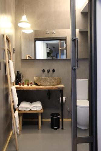 莱昂13 suites的一间带水槽和镜子的浴室