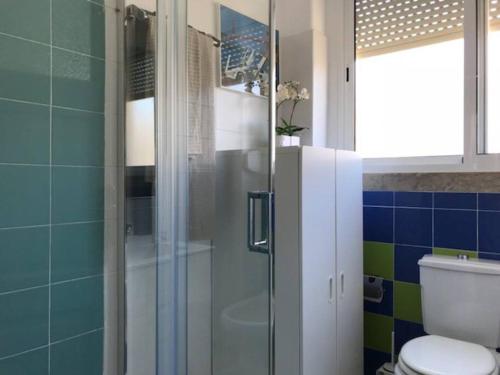 里斯本Cosy 2 Bedrooms Apartment in Arroios - SSL 3A的浴室设有玻璃淋浴间和卫生间