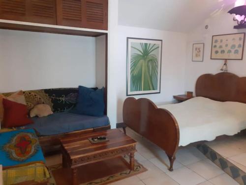塞勒玛Bica da Salema Beach House的客厅配有床和沙发