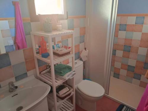 塞戈尔韦Hogar con encanto en Segorbe的浴室配有白色卫生间和盥洗盆。