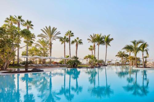 阿德耶Tivoli La Caleta Resort的一座棕榈树环绕的大型游泳池