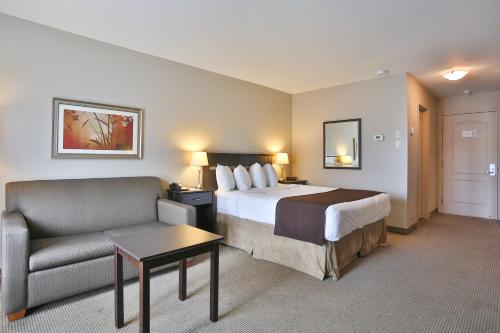 圣索弗尔-德斯蒙特凡尔赛酒店的酒店客房,配有床和沙发