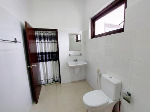 拉夏吉里雅Comfortable Stay in Colombo的一间带卫生间、水槽和窗户的浴室