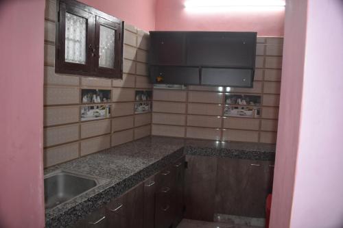 马杜赖Harisri Homestay的一间带水槽和电视的小厨房