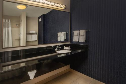 哈里森堡哈里森堡万豪费尔菲尔德套房酒店的一间带水槽和大镜子的浴室