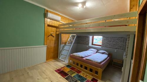 RöszkeDobó Tanya的小房间设有双层床和梯子