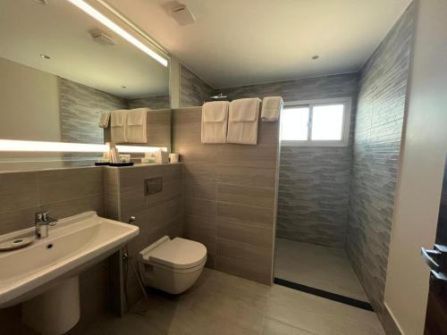 麦纳麦Nordic Gardens的浴室配有卫生间、盥洗盆和淋浴。