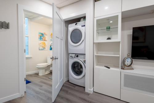 伦敦Victoria's Lookout的洗衣房配有洗衣机和烘干机