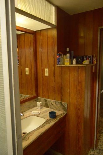 萨尔托3B Habitación SUR con baño privado y AC的一间带水槽和镜子的浴室