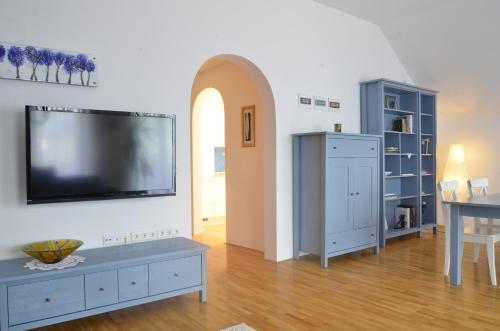 拉多夫吉卡加勒利亚公寓的客厅设有壁挂式平面电视。