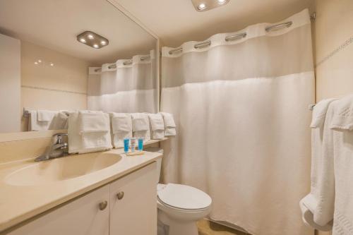 劳德代尔堡椰子湾度假公寓的一间带水槽、卫生间和淋浴的浴室