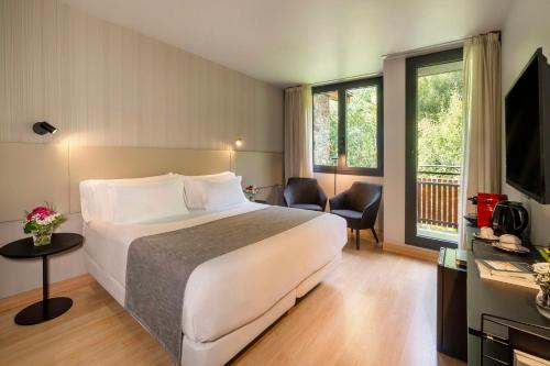 马萨纳NH Collection Andorra Palomé的酒店客房,配有床和电视
