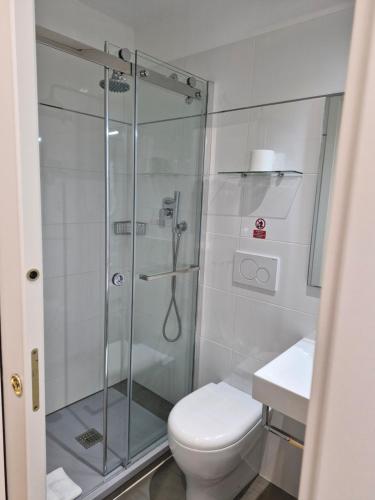 尼斯尼斯尼普顿精品酒店的带淋浴、卫生间和盥洗盆的浴室
