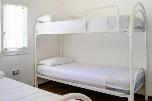 韦兰迈尔Villaggio Cilento Azzurro的一间卧室设有两张双层床和一扇窗户。