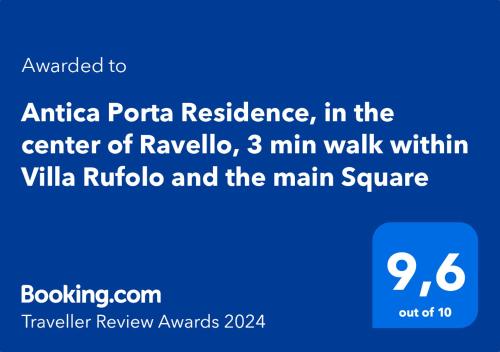 拉维罗Antica Porta Residence, in the center of Ravello, 3 min walk within Villa Rufolo and the main Square的中央有阿里斯蒂亚住宅的手机的截图