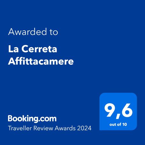 PoggioLa Cerreta Affittacamere的蓝电话屏幕,上面的文本被授予了拉梅蒂亚航空公司的出勤率