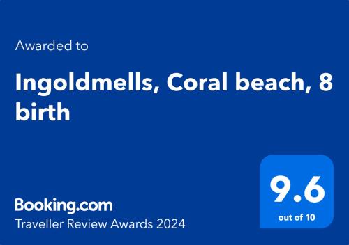 英戈尔德梅尔斯Ingoldmells, Coral beach, 8 birth的个人珊瑚海滩上没有的手机的屏幕