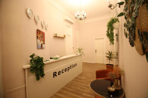 巴库Malakan Boutique Nizami Hotel的办公室,设有前台和植物