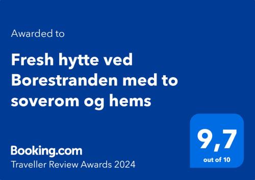 KleppFresh hytte ved Borestranden med to soverom og hems的手机的屏幕,带有文字被调用,可以调用毫克的物品