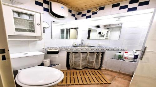 皮伊圣万桑Résidence Valgardena - Appartements pour 4 Personnes 471的一间带卫生间和水槽的小浴室