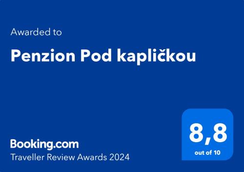 季什诺夫Penzion Pod kapličkou的手机的屏幕截图,带有翻译工具krabhov