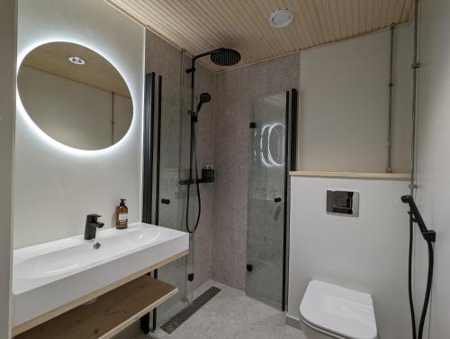 KotilaArctic Nest的一间带水槽和淋浴的浴室