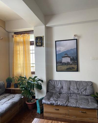 甘托克The Secondfloor Gangtok的带沙发和窗户的客厅