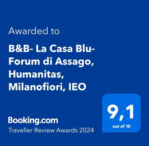 罗扎诺B&B- La Casa Blu- Forum di Assago, Humanitas, Milanofiori, IEO的蓝色文本框,上面有给bbc la casa blle的单词
