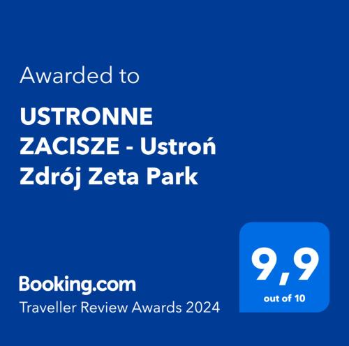USTRONNE ZACISZE - Ustroń Zdrój Zeta Park的证书、奖牌、标识或其他文件