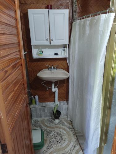 HigueyLa Loma Camping的一间带水槽和淋浴的浴室