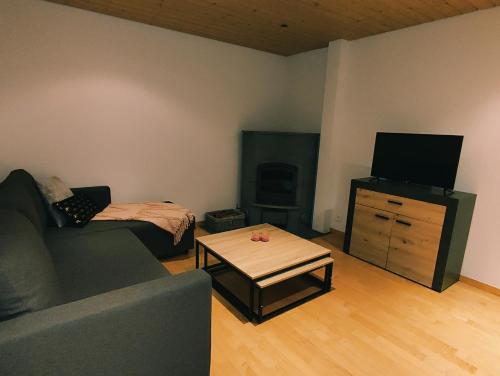 圣尼克劳斯Appartement in St. Niklaus的带沙发和电视的客厅