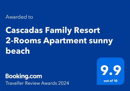 阳光海滩Cascadas Family Resort 2-Rooms Apartment sunny beach的塞拉戈斯家庭度假公寓顶部的屏幕