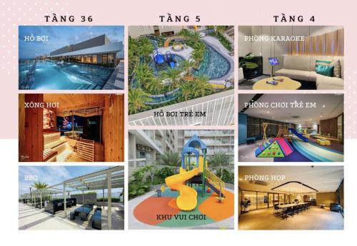 头顿Căn hộ hạng sang có bếp và ban công The Song Vung Tau - Luxury Homestay的游泳池不同图片的拼贴画