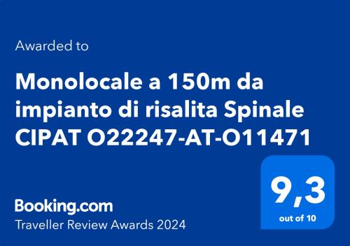 摩德纳迪-坎皮格里奥Monolocale a 150m da impianto di risalita Spinale CIPAT O22247-AT-O11471的带有单字ada的电话屏幕的截图