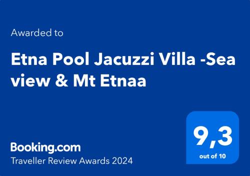 马斯卡卢恰Etna Pool Jacuzzi Villa -Sea view & Mt Etnaa的手机的屏幕,带有emma polagoza别墅的单词