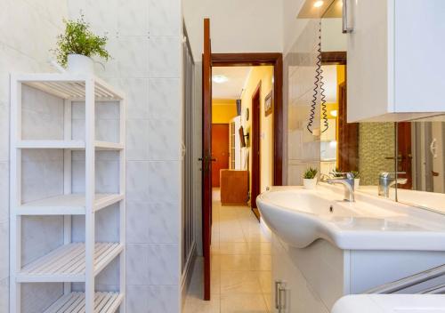 蒙特西尔瓦诺Appartamento La Riviera的一间带水槽和镜子的浴室